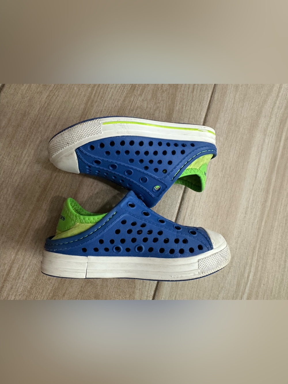 Skechers Foamies - Blue and Neon Green